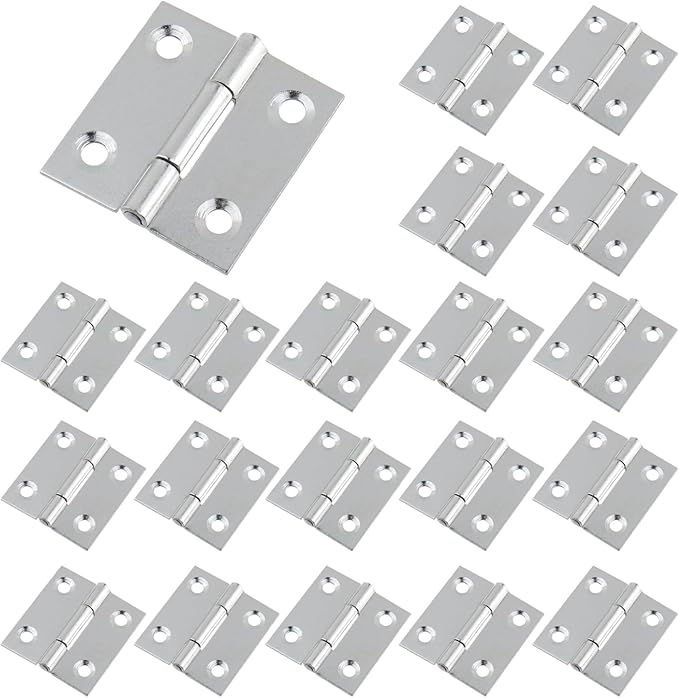 MY MIRONEY 20PCS Stainless Steel Folding Hinges Cabinet Door Hinge Home Furniture Hardware Butt Hinge for Wooden Box, Door and Window, DIY Projects, 1-1/2 Inch