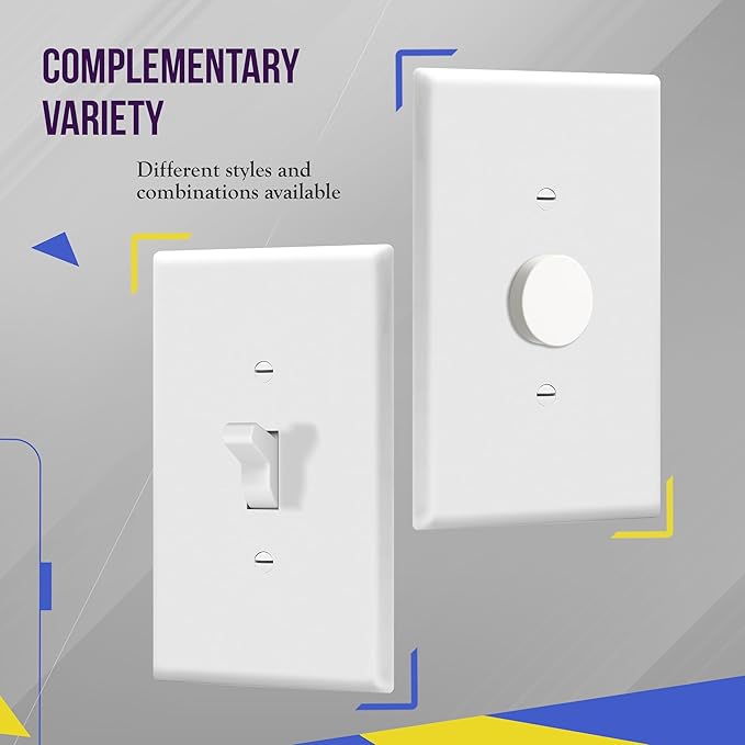 ENERLITES Oversized Toggle Light Switch Wall Plate, Gloss Finish, Jumbo Light Switch Cover, Oversize 1-Gang 5.5" x 3.5", Unbreakable Polycarbonate Thermoplastic, 8811O-W-5PCS, White, 5 Pack