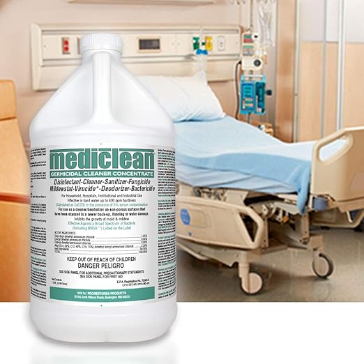 221591909 Mediclean Germicidal Cleaner Concentrate, Disinfectant, Sanitizer, Inhibits Mold and Mildew, 1 gal