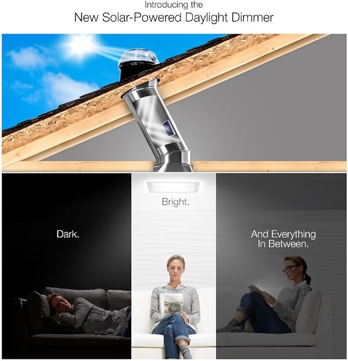 Solatube® 14-Inch Solar-Powered Daylight Dimmer – Remote Controlled Adjustable Natural Light for 290 DS & 290 ISn – Wireless Blackout Privacy (Skylight Sold Separately)