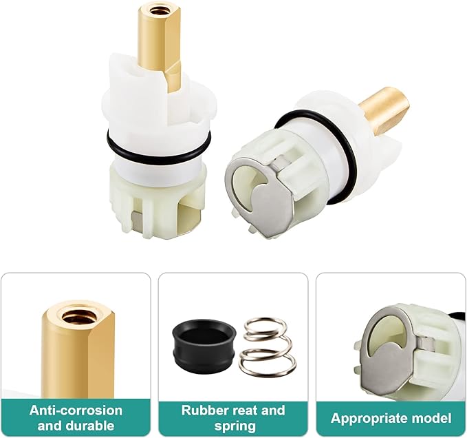 RP25513 faucet stem assembly Replacement Kit for two handle faucet repair kit with RP24096 Cartridge RP4993 Seats Springs RP24097 1/4 Turn stop, 2 Pack