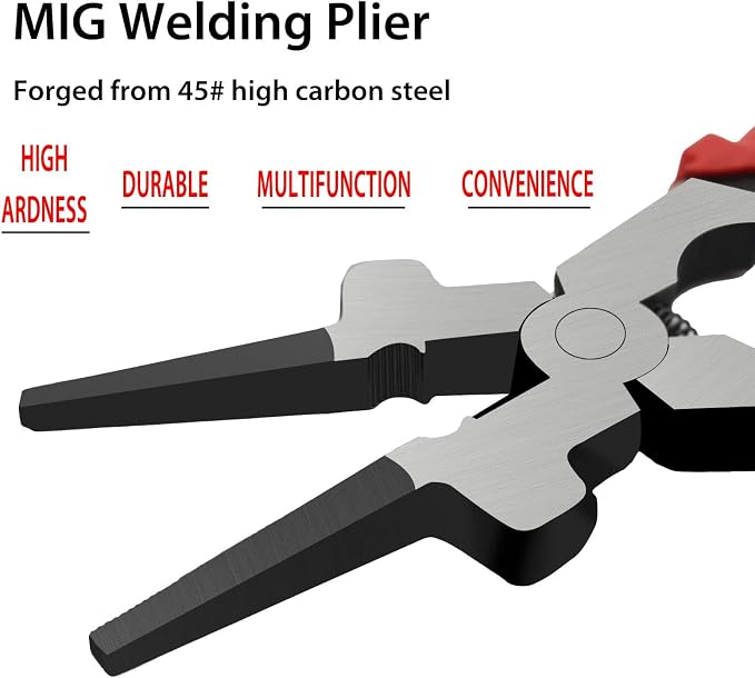 8" MIG Welding Pliers with Insulated Handle - Multifunction Carbon Steel Pliers for Welding and Wire Cutting