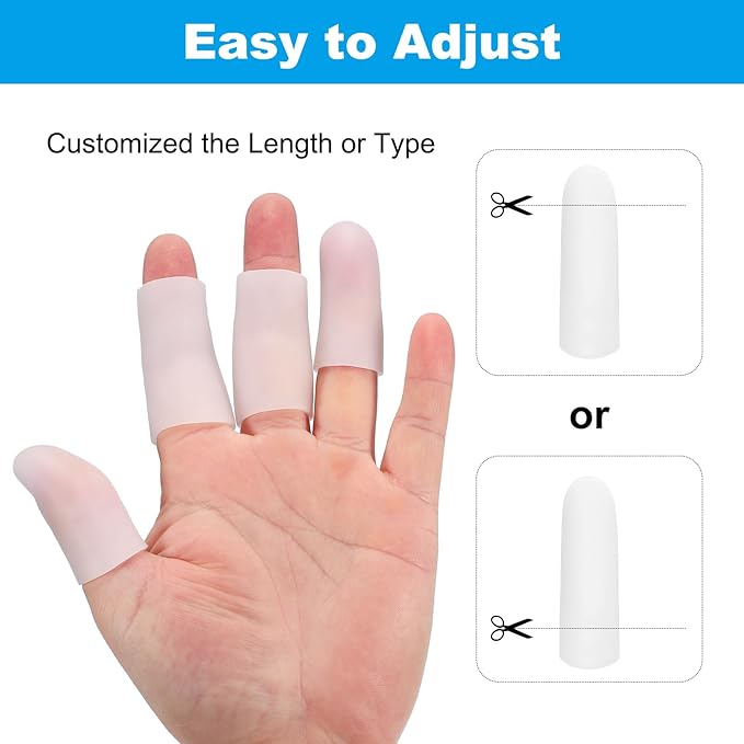 PATIKIL Finger Sleeve Protectors, 20pcs Silicone Finger Cots Cover Cap Thumb Guard Gel Finger Protection for Repair, Sports, 2"x0.6" White