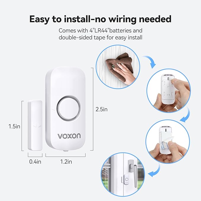 Door Alarms for Kids Safety, VOXON Door Alarm for Home Security Personal Security Alarms Sensor Burglar Window Alarm for Pool, Cars, Sheds, Caravans DIY Kit Pack of 6