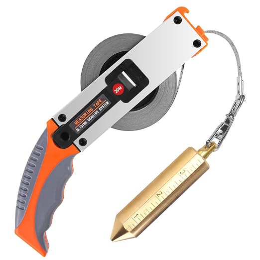 Cekegon Oil Tank Gauging Tape, Sounding Tape Measure with Stainless Steel Ruler, 12oz/350g Brass Plumb Bob (20M/66ft)