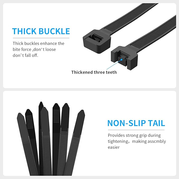 3000 Pack 4 Inch Black Zip Ties, 40 LBS Heavy Duty Cable Ties, UV Resistant Nylon Wire Ties, Self-Locking Plastic Straps for Indoor & Outdoor Use