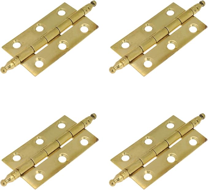 Quluxe 2" Door Hinges, Lengthened Axis Square Hinge, Antique Brass Hinges for Cabinet Doors Dresser Drawer Closet with Screws- Gold (Pack of 4)