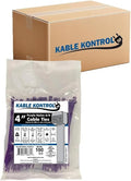 Kable Kontrol Cable Zip Ties, 4 Inch, 40000 Pcs, 18lbs Test, Purple | Nylon Plastic, Self Locking, UL Listed, Indoor Use