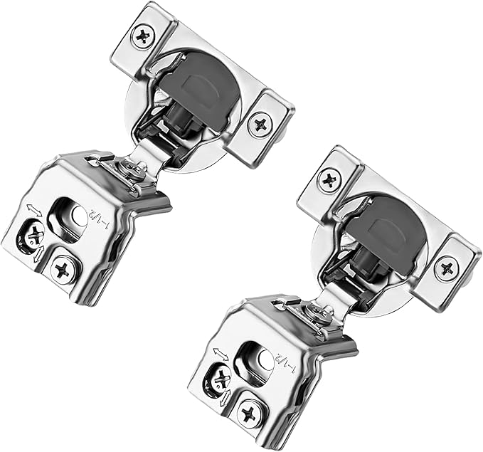 Ravinte 60 Pack 30 Pairs 1-1/2 inch Overlay Soft Close Hinges for Kitchen Cabinet Hinges Satin Nickel Hidden Hinges Stainless Steel Concealed Hinge self Closing