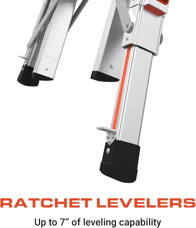 Little Giant Ladders Velocity 26-Ft Folding Multi-Position Ladder, Aluminum, 300 lb Load Capacity, Type 1A Extra Heavy Duty, 26-Ft Reach, with Ratchet Levelers and Wheels (15426-801)