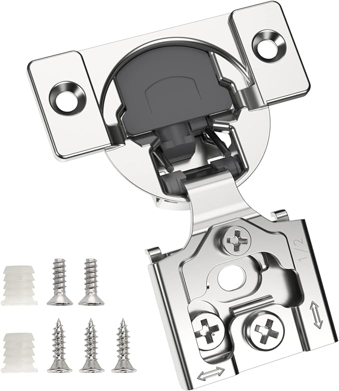 Chibery 30 Pack 1/2" Overlay 3D Soft Close Concealed Hinge for Face Frame Door, Smooth Slow Self Closing Hinges, Satin Nickel, Hidden 105° Open Angle Stainless Steel Hinge for Kitchen Cabinet Door