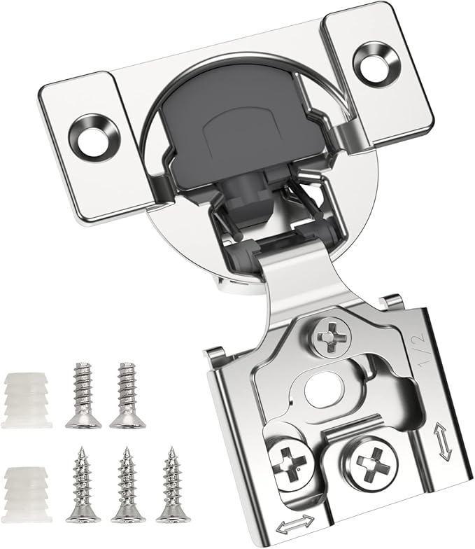 Chibery 2 Pack 1/2" Overlay 3D Soft Close Concealed Hinge for Face Frame Door, Smooth Slow Self Closing Hinges, Satin Nickel, Hidden 105° Open Angle Stainless Steel Hinge for Kitchen Cabinet Door