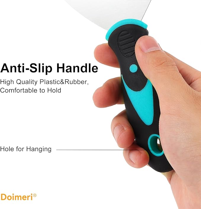 6 Pack Putty Knife, 1” 1.5” 2” 3” 4” 5” Spackle Knives, Premium Stainless Steel Paint Scraper, Perfect Tools for Repairing Drywall, Removing Wallpaper, Applying Mud Plaster
