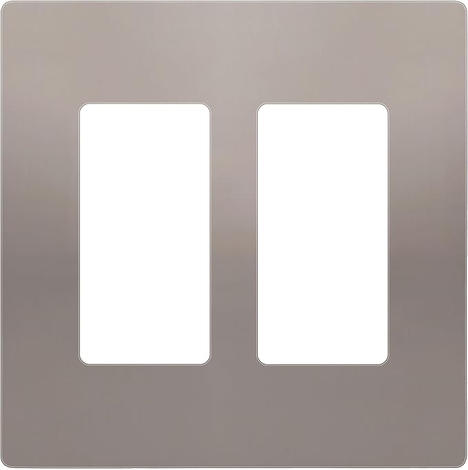 ENERLITES Elite Series Screwless Decorator Wall Plate Child Safe Outlet Cover, Size 2-Gang 4.68" H x 4.73" L, Unbreakable Polycarbonate Thermoplastic, SI8832-NK, Glossy, Nickel