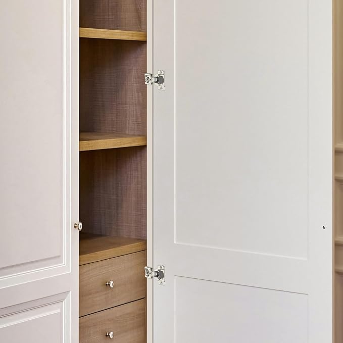 10 Pack (5 Pairs) 1/2" Overlay Soft Close Cabinet Hinges, Satin Nickel Stainless Steel Concealed Hinges with 3D Self-Closing for Face Frame Doors & Kitchens