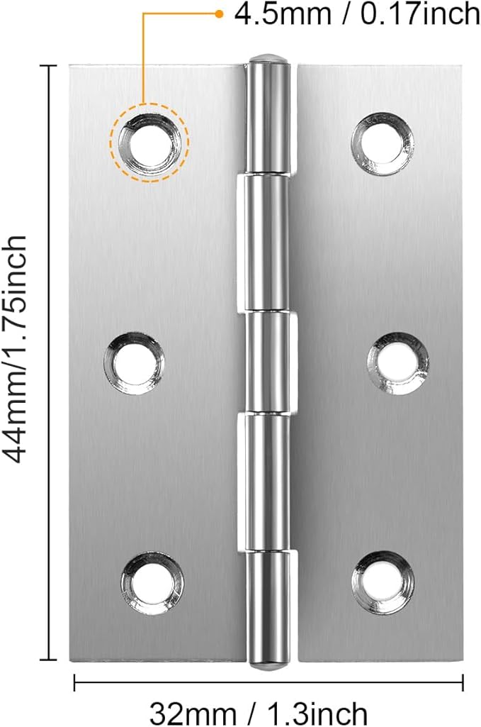 Boao 16 Pieces Small Door Hinges Stainless Steel Folding Butt Hinges Home Furniture Hardware Piano Cabinet Door Hardware with 96 Pieces Stainless Steel Screws(1.75 Inch,Silver)