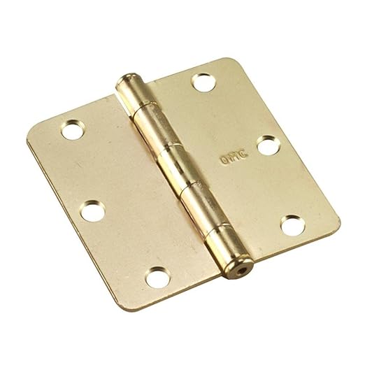 Richelieu 2821BB Onward (2-Pack) 3 1/2-inch (89 mm) Full Mortise Butt Hinge for Interior Door, 1/4-inch Radius, Brass Finish
