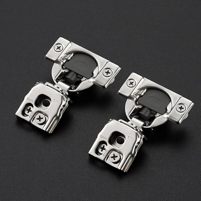 50 Pack 25 Pairs 1 Inch Overlay Soft Close Hinges for Kitchen Cabinet - Satin Nickel Hidden Concealed Hinge - Stainless Steel Self Closing