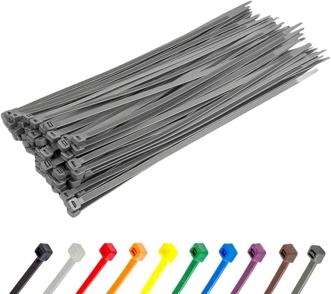 GTSE 14 Inch Silver/Gray Zip Ties, 4,000 Bulk Contractors Pack, 120lb Strength, UV Resistant Long Nylon Grey Cable Ties, Self-Locking 14" Tie Wraps, Full Carton