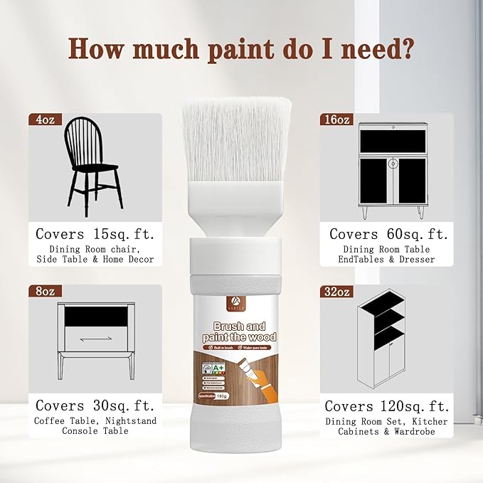 6.35 Fl Oz White Touch Up Paint, White Paint for wood, Doors, Cabinets, Furniture & Metal Surfaces, Quick-Drying Formula, Easy Application