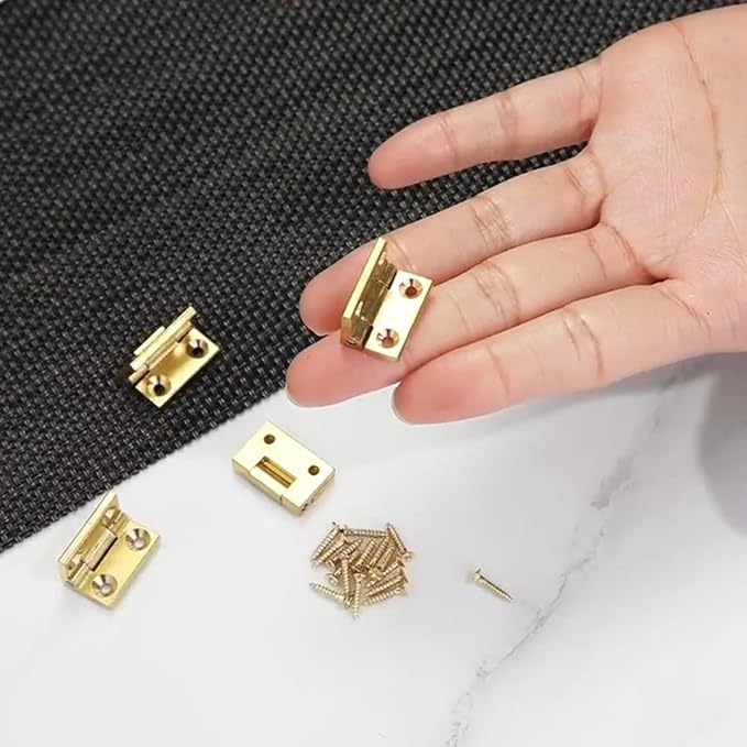 dophee 4Pcs Mini Solid Brass Hinges, 90 Degree Small Butt Hinges Connectors for Jewelry Gift Box Wooden Case Delicate Boxes Doll House Model Making Folding Pages, 19x12.5mm/0.75"x0.49"