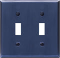 ENERLITES Toggle Light Switch Metal Wall Plate, Stainless Steel Switch Cover, Corrosion Resistant, Standrad Size 2-Gang 4.50" x 4.57", Stainless Steel 201, 7712-BBL, Brushed Blue (Pack of 1)