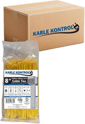 Kable Kontrol Cable Zip Ties, 8 Inch, 10000 Pcs, 50lbs Test, Yellow | Nylon Plastic, Self Locking, UL Listed, Indoor Use