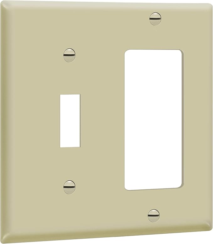ENERLITES Combination Toggle Switch/Decorator Switch Wall Plate, Size 2-Gang 4.50" x 4.57", Polycarbonate Thermoplastic, 881131-I, Ivory