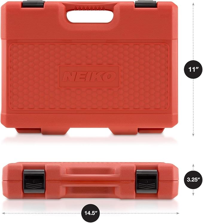 Neiko 02447A 1/2" Drive Master Impact Socket Set, 32 Piece Shallow Socket Assortment | Standard SAE (3/8-Inch to 1-1/4-Inch) and Metric (10-32 mm) Sizes | Cr-V Steel