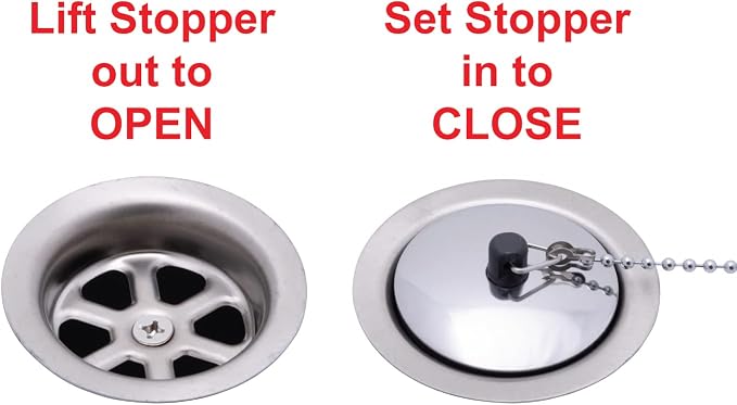 Ambassador Marine - 2 inch Drain, Trap Sink Drain, 3/4 inch & 1 inch Hose Barb, w/Chain Stopper - Brushed Finish - S00-0108-BP-W