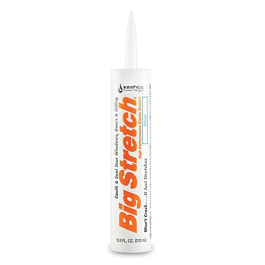 Sashco - BIG-P-C-12 Big Stretch Acrylic Latex High Performance Caulking Sealant, 10.5 Ounce Cartridge, Clear (Pack of 12)
