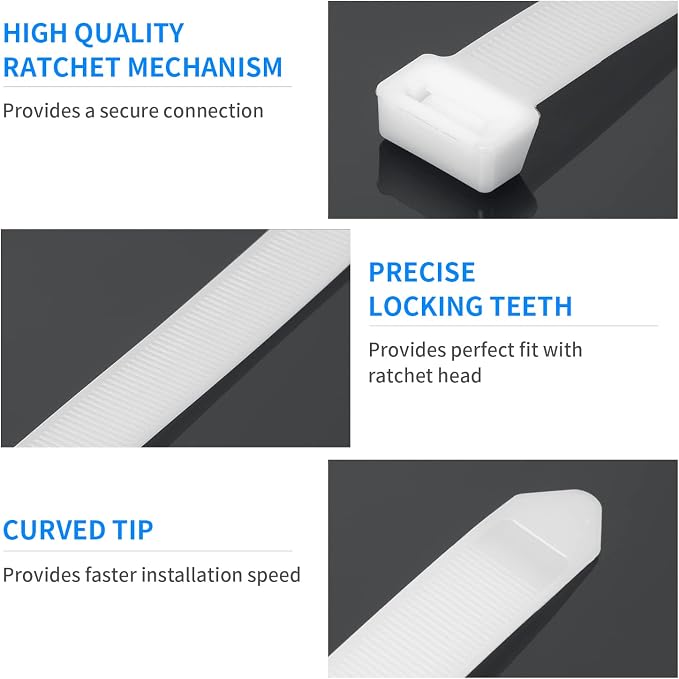 Armpow 40 inch White Zip Ties Heavy Duty 30 PCS, 250LBS Ultra Exclusive Strong Plastic Wire Ties, Large Cable Ties Extra Long Tie Wraps, Indoor and Outdoor UV Resistant