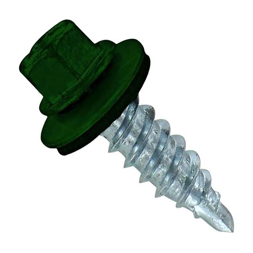 Fasteners Plus ST Fastening #12 x 3/4" Kwikseal Woodbinder Metal Roofing Stitch Screws Metal-to-Wood Forest Green (Pack of 250)