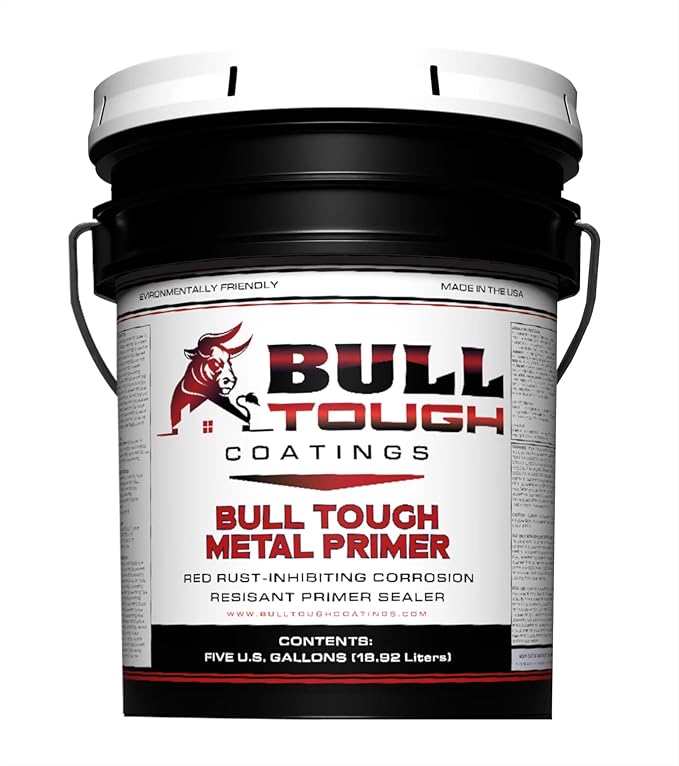 Bull Tough Metal Primer, Red Rust-Inhibiting Corrosion Resistant Primer Sealer, 5 Gallons