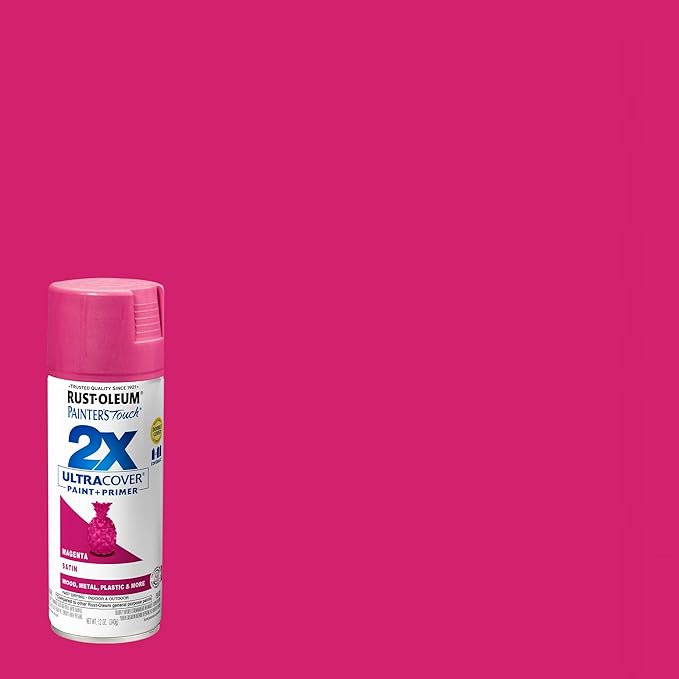 Rust-Oleum 334087-2PK Painter's Touch 2X Ultra Cover Spray Paint, 12 oz, Satin Magenta, 2 Pack