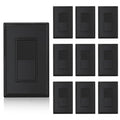 ELEGRP 3 Way Decorator Light Switch, 15Amp, 120-277 Volt, AC Rocker Paddle Wall Switch Replacement, Self-Grounding, Residential Grade, Screwless Wall Plate, UL Listed (10 Pack, Glossy Black)