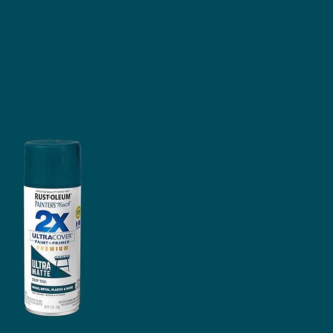 Rust-Oleum 331185 Painter's Touch 2X Ultra Cover Spray Paint, 12 oz, Ultra Matte Deep Teal (Pack of 4)