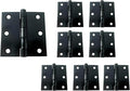 QCAA Square Door Butt Hinge, Heavy Gauge, Swaged, Loose Pin, 3"x3"x2.0mm, Black, Made in Taiwan, 8 Pack