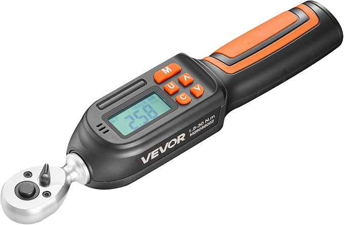 VEVOR Torque Wrench Set 1/4" Drive 42-Piece Digital Torque Wrench 4 Units, ±2% Accuracy, LCD Screen, with Buzzer and LED Indicator, with Sockets, Bits, Extension Bar, Adapter, for Automotive Repair