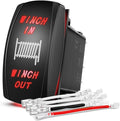 Nilight Winch Rocker Switch Momentary Toggle ON Off DPDT 7Pin 12V 24V Jumper Wires in Out Switches Red for Cars Trucks Caravans Boats