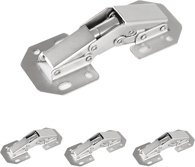 4-Pack Hidden Hinges for Cabinet Doors Frameless, Concealed Cabinet Hinges, 90 Degree Surface Mount Hinges
