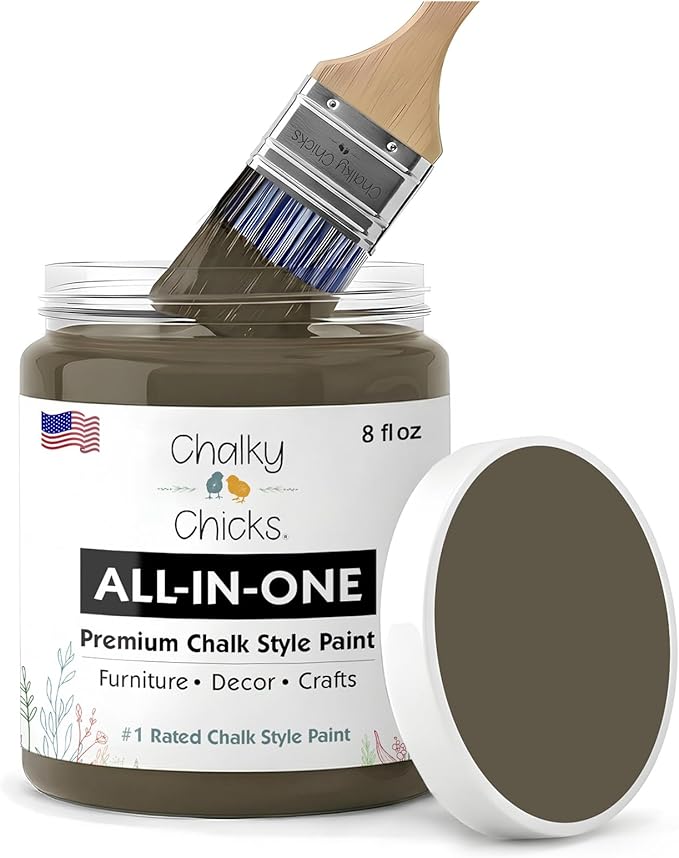 Chalky Chicks 8 Fl Oz Matte Beachwood (Brown/Gray) Chalk Paint for Furniture Without Sanding - No Prep Furniture Paint No Sanding All in One for Crafts, Walls, Cabinet, Metal, Dresser, Farmhouse