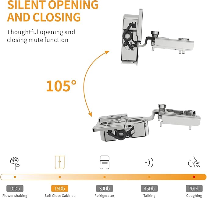 Chibery 2 Pack 5/8" Overlay 4D Soft Close Concealed Hinges for Face Frame Door, Adjustable Closing Speed, Smooth Slow Self Close Hinges, Satin Nickel, 105° Open Angle Stainless Steel Cabinet Hinges