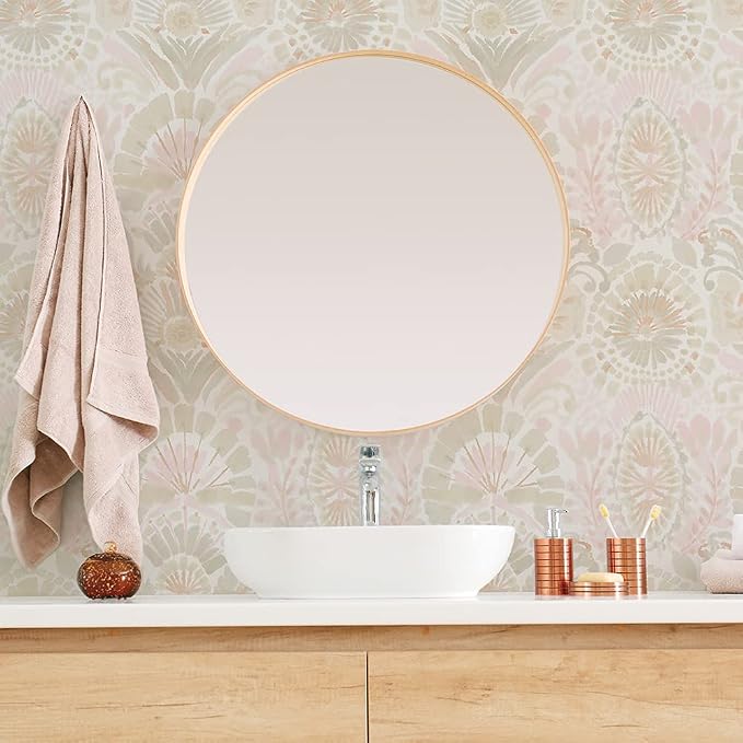 Tempaper Pink Bohemia Damask Removable Peel and Stick Boho Wallpaper, 20.5 in X 16.5 ft, Made in the USA