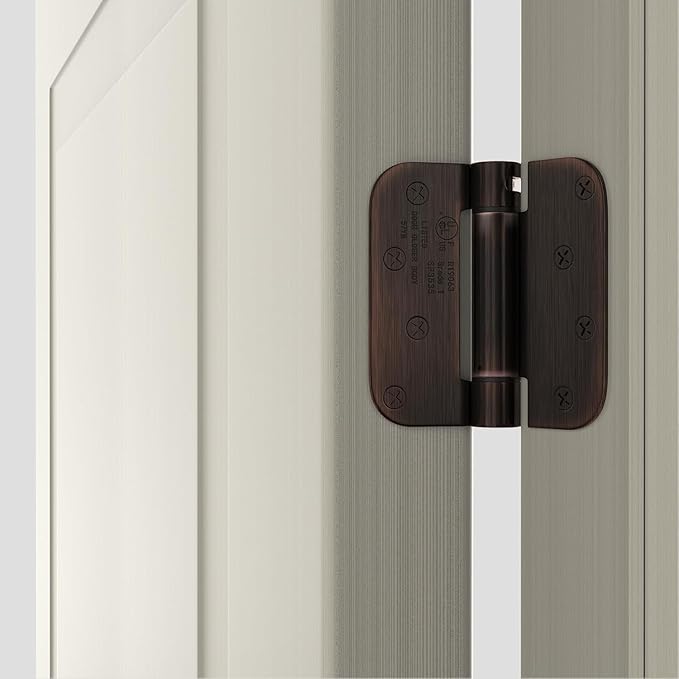 goldenwarm 3 Pack 4 Inch Oil Rubbed Bronze Self Closing Door Hinges with 5/8'' Radius Corners - Adjustable Tension Soft Close Hinges for Interior/Exterior Doors, Durable & Quiet Closure