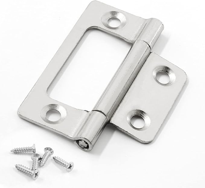 Biaungdo 6 Pcs Non-Mortise Door Hinges, 2 inch x 1 inch Bifold Butt Cabinet Hinges Vintage Furniture Hardware Antique Door Hinge with Screws for Door, Windows, Cabinet, Cupboard(White Nickel)