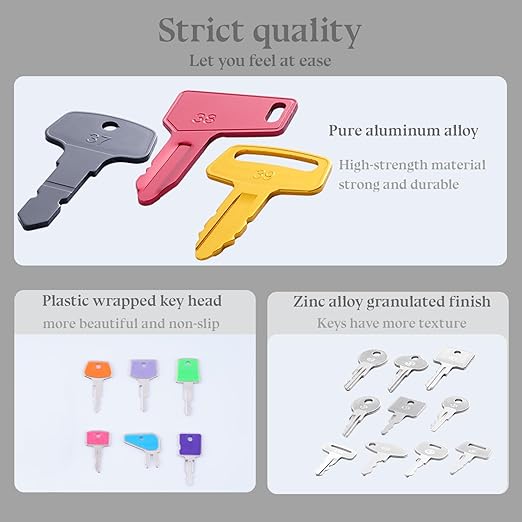 48PCS Heavy Equipment Key Set, Construction Equipment Multi Keys fit Common Major Equipment Manufactures Forlift Excavator Tractor Lodaer JD Case Hitachi CAT JCB Kobelco and More Construction Keys