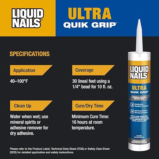 Liquid Nails Ultra Quik Grip 10 oz. White Interior and Exterior Construction Adhesive