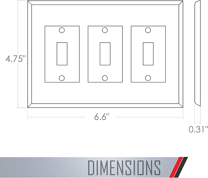 TayMac 4440W Paintable Triple Toggle Light Switch Wall Plate Cover, White, 3-Gang