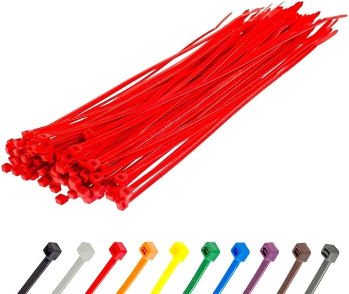 GTSE 12 Inch Red Zip Ties, 9,000 Bulk Contractors Pack, 50lb Strength, UV Resistant Long Nylon Cable Ties, Self-Locking 12" Tie Wraps, Full Carton